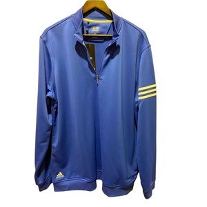 NWT. Mens Adidas 1/4 zip pullover in royal blue. Climalite